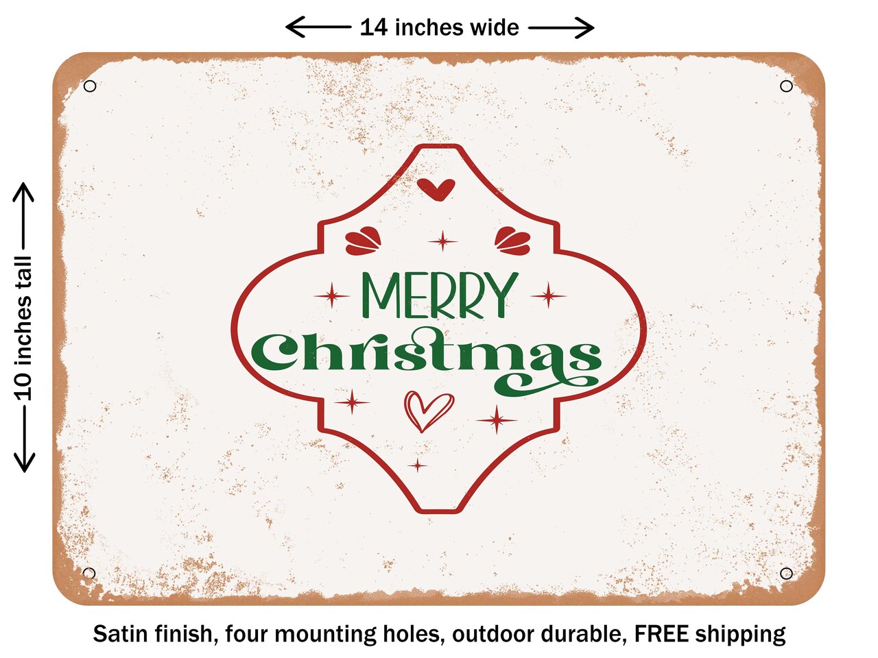 DECORATIVE METAL SIGN - Merry Christmas - 3 - Vintage Rusty Look